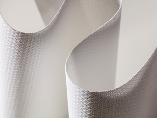 Close-up of white acoustic stretch fabric
