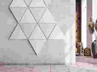 Wall with triangular-shaped acoustic wall panels