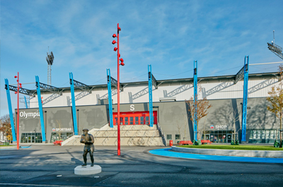 Az Olympia futballstadion külső képe