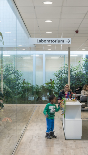 The waiting room at Bergsjön health centre