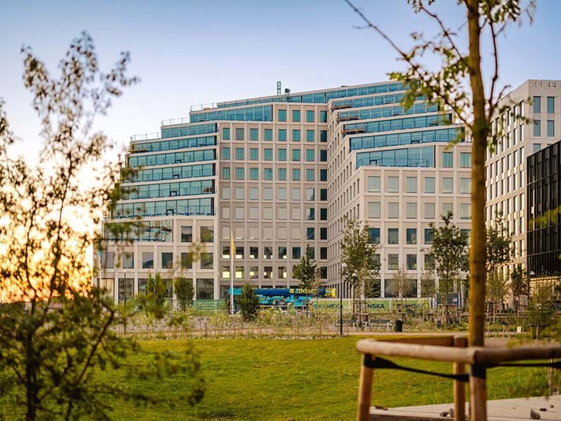 Exterior of Hyllie Terrass office building in Malmö, Sweden