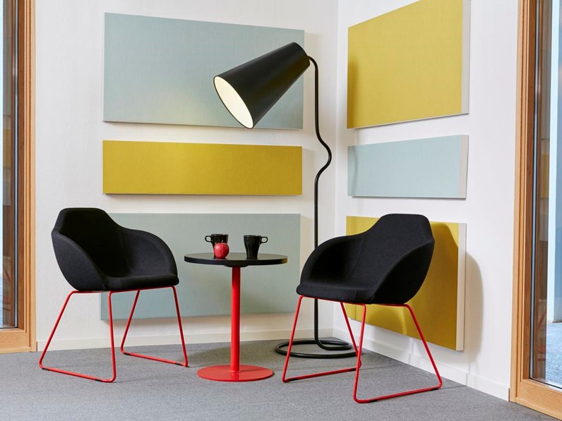 Acoustic wall panels Ecophon Akusto™ One in small room with chairs and table