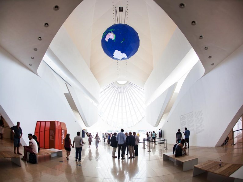 Museum with spectacular white stretch fabric ceiling