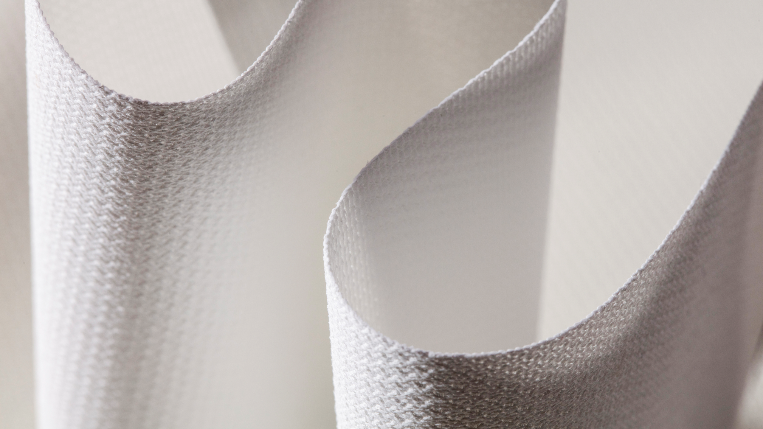 Close-up of white acoustic stretch fabric