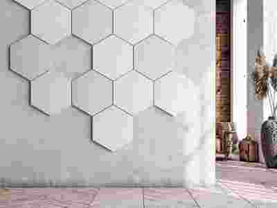 Hexagon shaped acoustic wall panels